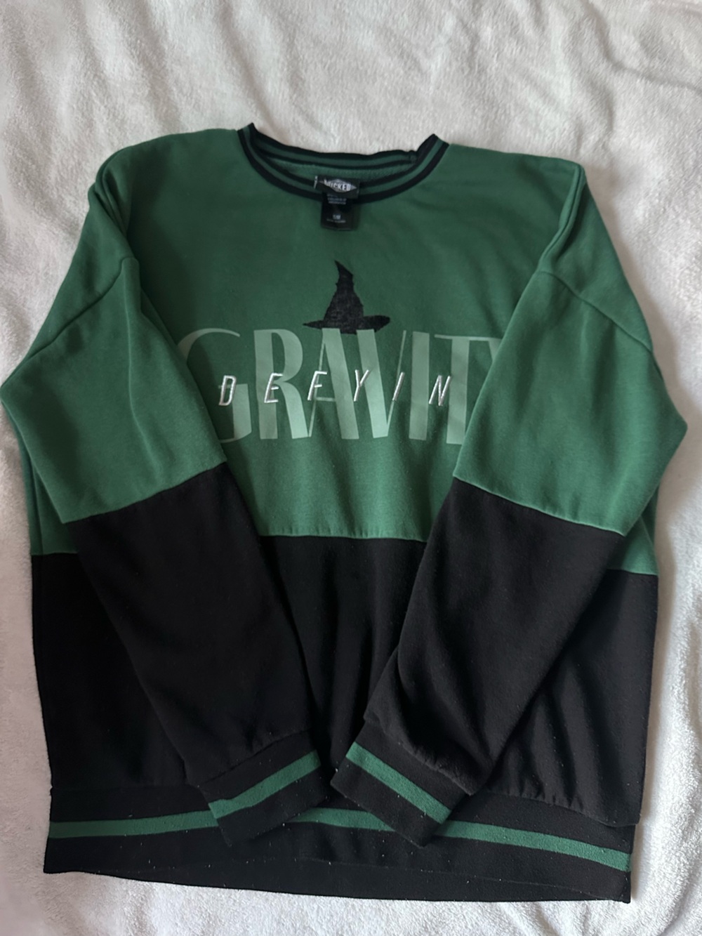 Green and Black Colorblock Crewneck Sweater